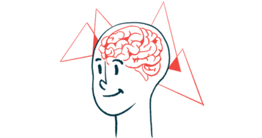 This illustration of a person's head shows a view of the human brain.