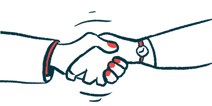 A close-up image of a handshake between two people, one wearing a watch.