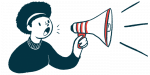 olfactory hallucination | Parkinson's News Today | illustration of woman using a megaphone