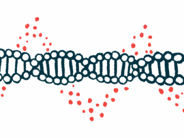 An illustration of DNA showing a portion of its two linked strands that resemble a twisted ladder.