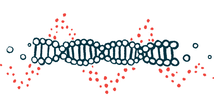 An illustration of DNA showing a portion of its two linked strands that resemble a twisted ladder.