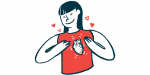 A illustration showing the heart on a woman's chest.