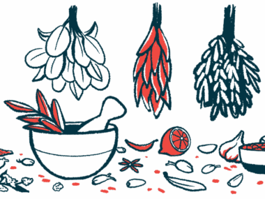 An illustration of various herbs and other plant products being used as traditional medicines.
