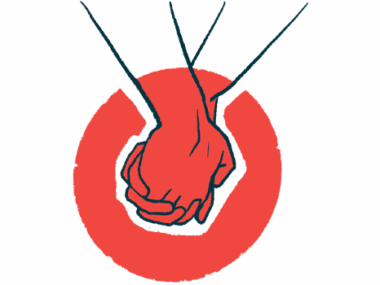 An illustration of two people holding hands.