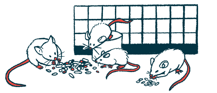 An illustration showing rodents sniffing various medications in a lab.