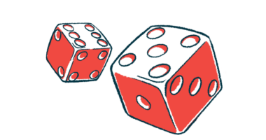 A roll of the dice as pictured here illustrates the risk of developing a disease.