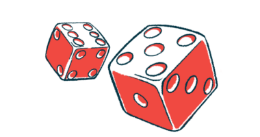 A roll of the dice as pictured here illustrates the risk of developing a disease.