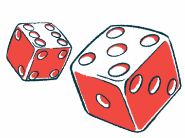 A roll of the dice as pictured here illustrates the risk of developing a disease.