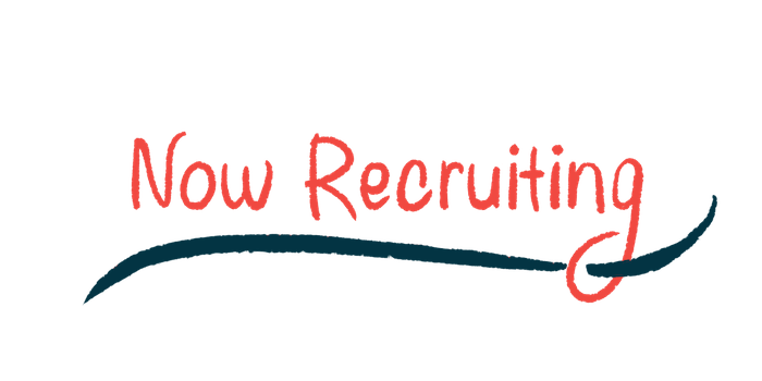 An illustration of the words 'Now Recruiting.'