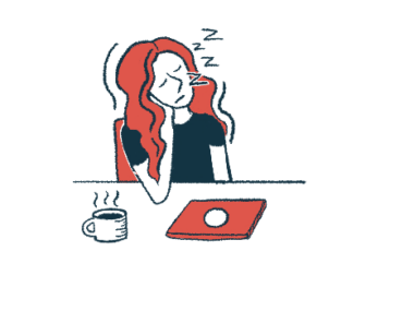 A fatigued woman is shown falling asleep at her desk.