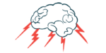 An illustration showing lightning bolts shooting out from the human brain.
