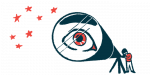 An illustration of a person's eye under study.