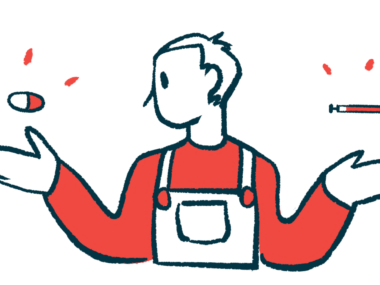 An illustration showing a person choosing between different therapies.