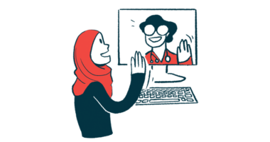 An illustration showing a woman speaking to a doctor in an online meeting.