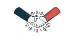 An illustration of two people shaking hands.