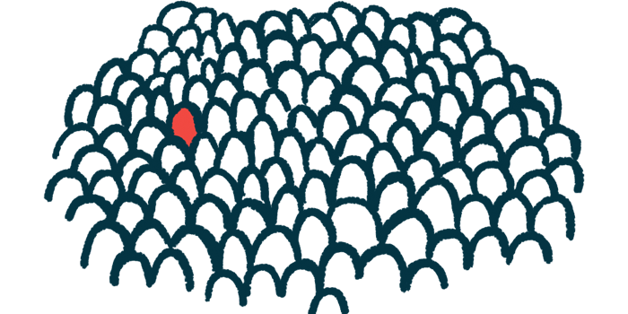 This illustration shows the heads of many people drawn in black-and-white, with one painted red to represent that it's 