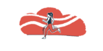 An illustration shows woman running across an open space.