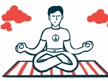 Illustration shows a person sitting on a blanket, legs crossed, and engaged in meditation.
