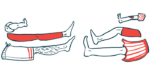 A illustration of legs extended toward each other is shown.