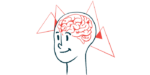 The human brain is pictured inside a person's head, shown in profile.