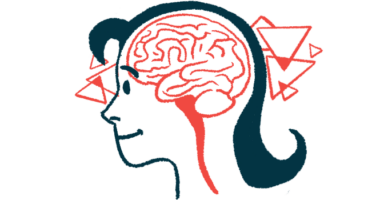 A close-up illustration of a person's head shows the brain in profile.