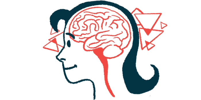 A close-up illustration of a person's head shows the brain in profile.