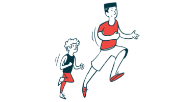 Illustration of two people running.