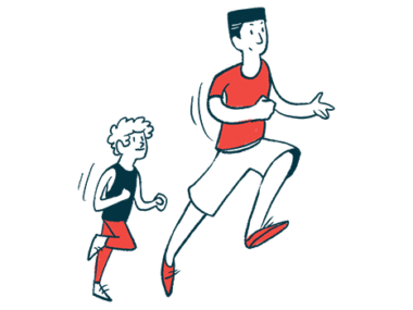 Illustration of two people running.