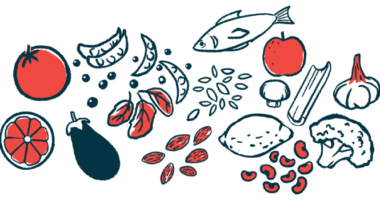 This illustration depicts a variety of foods one might find in a healthy diet.