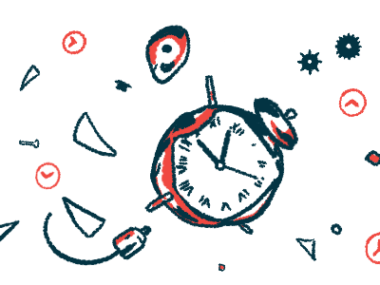 A broken alarm clock is surrounded by various objects and shapes in this mortality illustration.