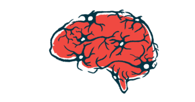 A close-up illustration of the brain highlights its neurons, or nerve cells.