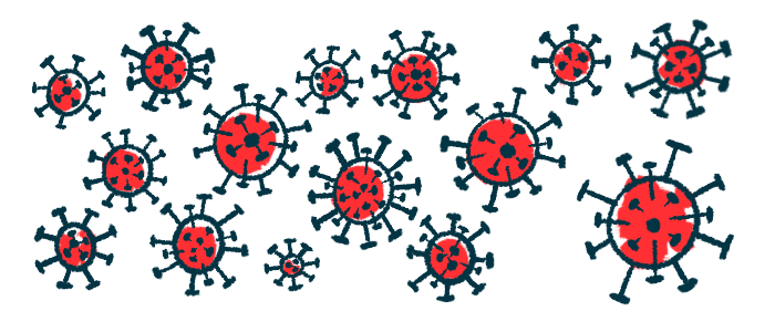 Spheres of bacteria, like those found in the gut microbiome, are pictured close up.