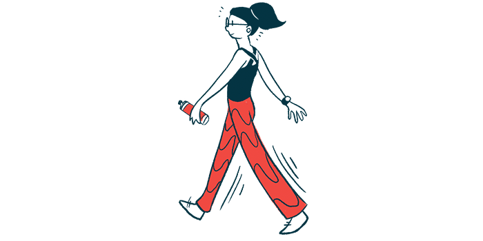 A woman is shown walking in this illustration.