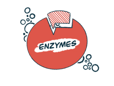 A circle with a piece breaking off is labeled 'enzymes.'