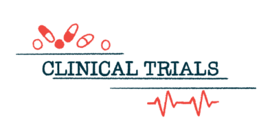 The term 'clinical trials' is shown with a handful of oral medications above it and a heart rate graph below it.