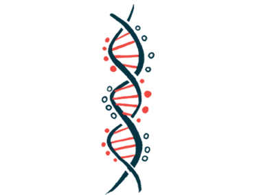 An illustration shows a strand of DNA.
