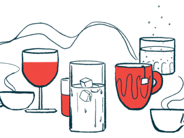 Illustration of drinks in cups, glasses, and mugs.
