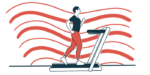 A person is seen walking on a treadmill.