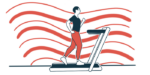 A person walks on a treadmill.