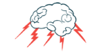 Lightning bolts are pictured shooting out from the human brain.