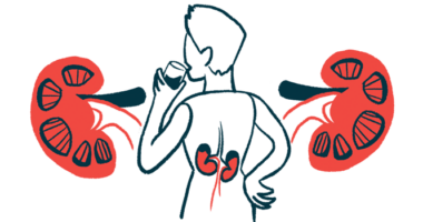 A person is shown drinking a glass of water, their kidneys shown inside and enlarged beside them.