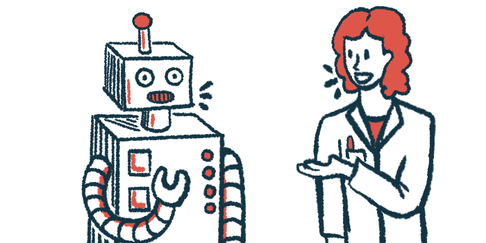 A doctor speaks to a robot in an illustration of machine learning.