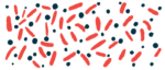 Bacteria float on a white background in this illustration.