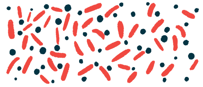 Bacteria float on a white background in this illustration.