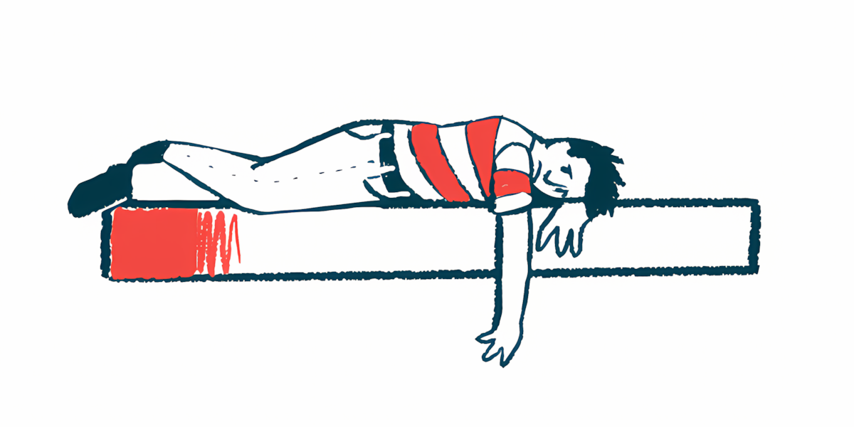 A depressed person lies stomach-down on a bench, with one arm dangling down.