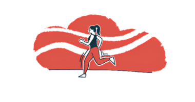 An illustration shows a woman running.