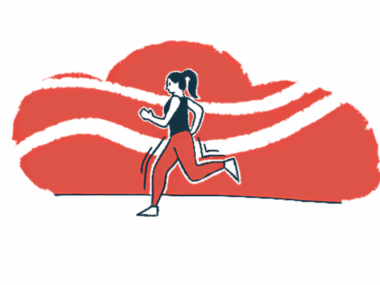 An illustration shows a woman running.