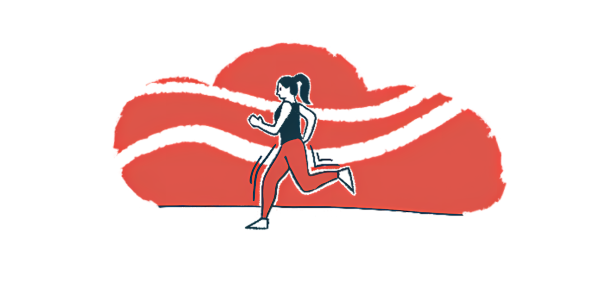 An illustration shows a woman running.