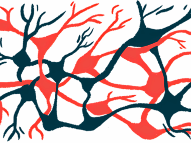 An illustration shows a web of neurons.