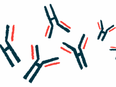 An illustration provides a close-up view of antibodies.